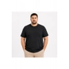 Erkek Battal Big Size Basic Tişört Bisiklet Yaka Rahat Kalıp T-Shirt - Siyah