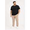 Erkek Battal Big Size Basic Tişört Bisiklet Yaka Rahat Kalıp T-Shirt - Siyah