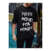 Unisex Bisiklet Yaka Baskılı Oversize T-Shirt - Siyah