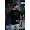 Oversize Bisiklet Yaka Üç İplik Baskılı SweatShirt - Siyah