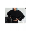 Kışlık Bisiklet Yaka Üç İplik Basic SweatShirt - Siyah