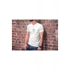 Unisex Bisiklet Yaka Baskılı Oversize T-Shirt - Beyaz