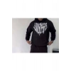 Uzun Kol Kapşonlu Baskılı SweatShirt - Siyah