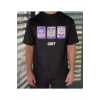 Unisex Bisiklet Yaka Baskılı Oversize T-Shirt - Siyah
