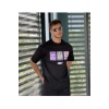Unisex Bisiklet Yaka Baskılı Oversize T-Shirt - Siyah