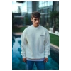 Kışlık Bisiklet Yaka Oversize Baskılı SweatShirt - Beyaz