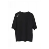 Unisex Bisiklet Yaka Baskılı Oversize T-Shirt - Siyah