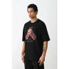 Unisex Baskılı Oversize T-Shirt - Siyah