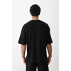 Unisex Baskılı Oversize T-Shirt - Siyah