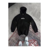Uzun Kol Kapşonlu Göğüs Baskılı SweatShirt - Siyah