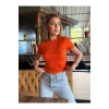 Kadın Kısa Kollu Tek Omuzu Açık Büzgülü Viskon Bluz
