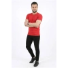 Erkek Basic Tişört Bisiklet Yaka Kısa Kol Günlük Yazlık Slim Fit T-Shirt - Kırmızı