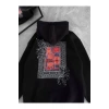 Uzun Kol Kapşonlu Ön Ve Arka Baskılı SweatShirt - Siyah