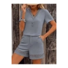 Kadın Kısa Kollu V Yakalı Bluz Ve Short Ikili Takım