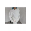 Kışlık Bisiklet Yaka Üç İplik Basic SweatShirt - Beyaz