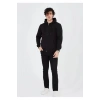 Unisex Tam Fermuarlı Kapşonlu SweatShirt - Siyah
