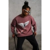 Erkek Güvercin Baskılı Sweatshirt - Gül Kurusu