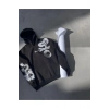 Uzun Kol Kapşonlu Baskılı SweatShirt - Siyah