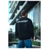 Kışlık Bisiklet Yaka Oversize Baskılı SweatShirt - Siyah