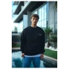 Kışlık Bisiklet Yaka Oversize Baskılı SweatShirt - Siyah