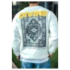 Kışlık Bisiklet Yaka Baskılı SweatShirt - Beyaz