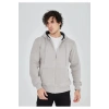 Unisex Tam Fermuarlı Kapşonlu SweatShirt - Boyalı Gri