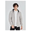 Unisex Tam Fermuarlı Kapşonlu SweatShirt - Boyalı Gri