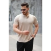 Erkek Düğme Yakalı Jakar Kumaş Kısa Kollu Tişört