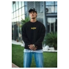 Kışlık Bisiklet Yaka Baskılı SweatShirt - Siyah