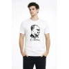 Erkek Atatürk Baskılı Tişört Kısa Kollu Bisiklet Yaka T-Shirt - Beyaz