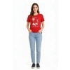 Atatürk Baskılı Tişört Kısa Kollu Bisiklet Yaka T-Shirt - Kırmızı