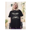 Bisiklet Yaka Baskılı T-shirt - Siyah