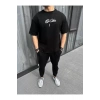 Unisex Baskılı Oversize T-Shirt - Siyah
