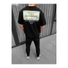 Unisex Baskılı Oversize T-Shirt - Siyah