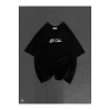 Unisex Baskılı Oversize T-Shirt - Siyah