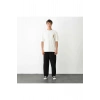 Unisex Bisiklet Yaka Baskılı Oversize T-Shirt - Beyaz