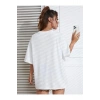 Baskılı Oversize Bisiklet Yaka T-shirt - Beyaz