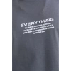 Unisex Bisiklet Yaka Baskılı Oversize T-Shirt - Gri