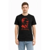 Erkek Atatürk Baskılı Tişört Kısa Kollu Bisiklet Yaka T-Shirt - Siyah