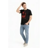 Erkek Atatürk Baskılı Tişört Kısa Kollu Bisiklet Yaka T-Shirt - Siyah