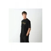 Unisex Bisiklet Yaka Baskılı Oversize T-Shirt - Siyah