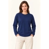 Modal Yumuşak Dokulu Bisiklet Yaka Uzun Kollu Tişört Sweatshirt - Lacivert