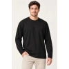 Erkek Modal Yumuşak Dokulu Bisiklet Yaka Uzun Kollu Tişört Sweatshirt - Siyah