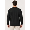 Erkek Modal Yumuşak Dokulu Bisiklet Yaka Uzun Kollu Tişört Sweatshirt - Siyah