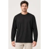 Erkek Modal Yumuşak Dokulu Bisiklet Yaka Uzun Kollu Tişört Sweatshirt - Siyah