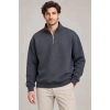 Erkek Üç İplik İçi Şardonlu Dik Yaka Yarım Fermuarlı Kışlık Sweatshirt - Füme