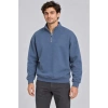 Erkek Üç İplik İçi Şardonlu Dik Yaka Yarım Fermuarlı Kışlık Sweatshirt - Mavi