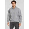 Erkek Üç İplik İçi Şardonlu Dik Yaka Yarım Fermuarlı Kışlık Sweatshirt - Grİ