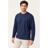 Erkek Modal Yumuşak Dokulu Bisiklet Yaka Uzun Kollu Tişört Sweatshirt - Lacivert