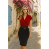 Kadın Kısa Kollu Kruvaze Yaka Krep Elbise (Kemersiz)